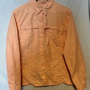 L.L. Bean Women's Mesh Synthetic Camping Hiking Long Sleeve Shirt - Peach XL